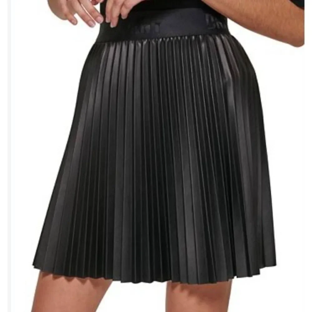 DKNY FAUX LEATHER SKIRT